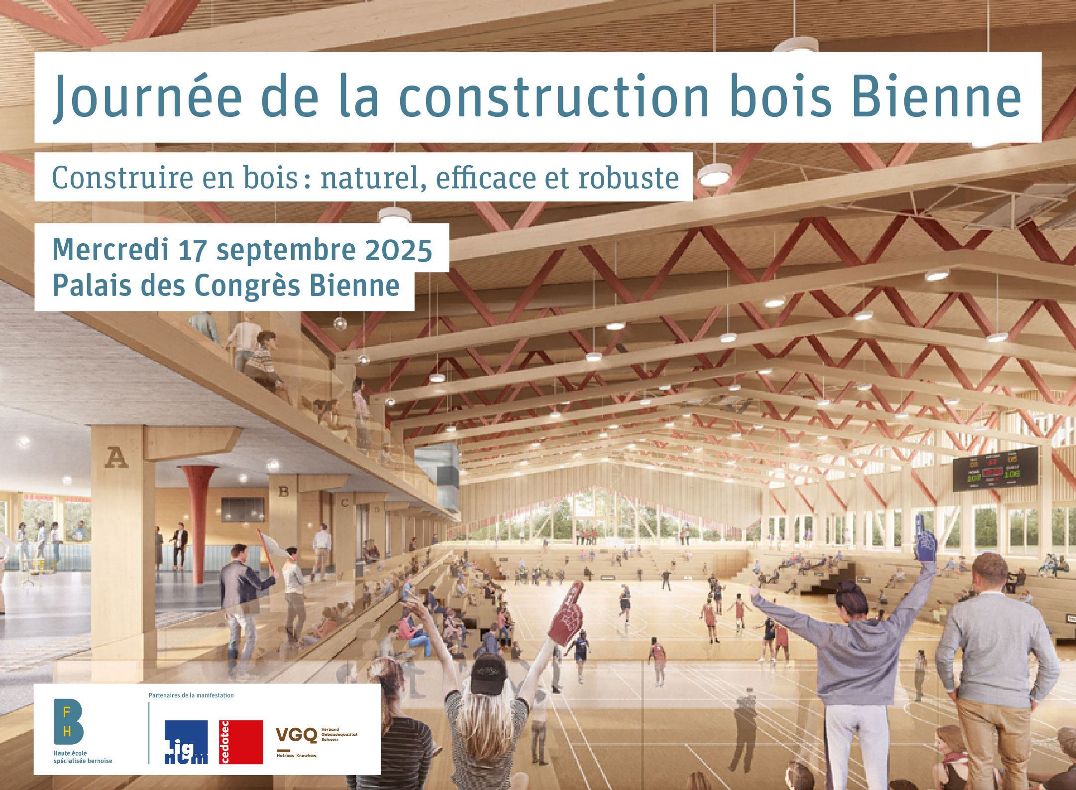 Maison des Sports de Colovray présentée à la Journée de la construction bois au Palais des Congrès de Bienne